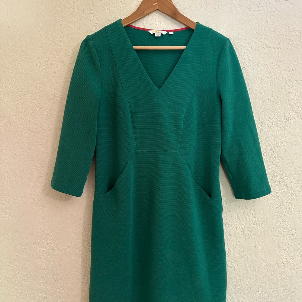 Boden Teal V-Neck Midi Dress